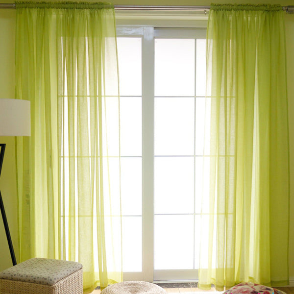 Concise Solid Lemon Yellow Custom Sheer Curtain