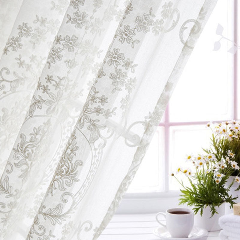 Elegant and Noble Fancy White Embroidery Custom Sheer Curtains for Living Room Bedroom