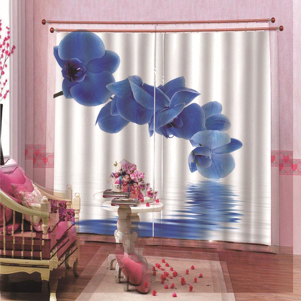 Bauhinia Curtains 3D Floral Themed Curtains Drapes 2 Panel Set for Living Room Bedroom Decoration Window