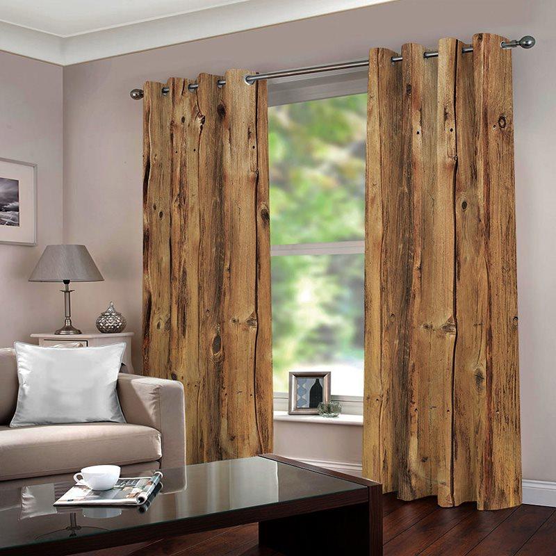 3D Printed Rustic Country Barn Wood Door Vintage Rustic Theme Blackout Curtain