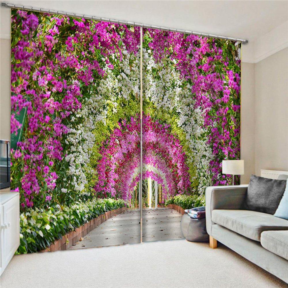 Print Flowers Background 3D Blackout Curtains Decoration 2 Panels Drapes for Living Room Bedroom No Pilling No Fading No off-lining Polyester