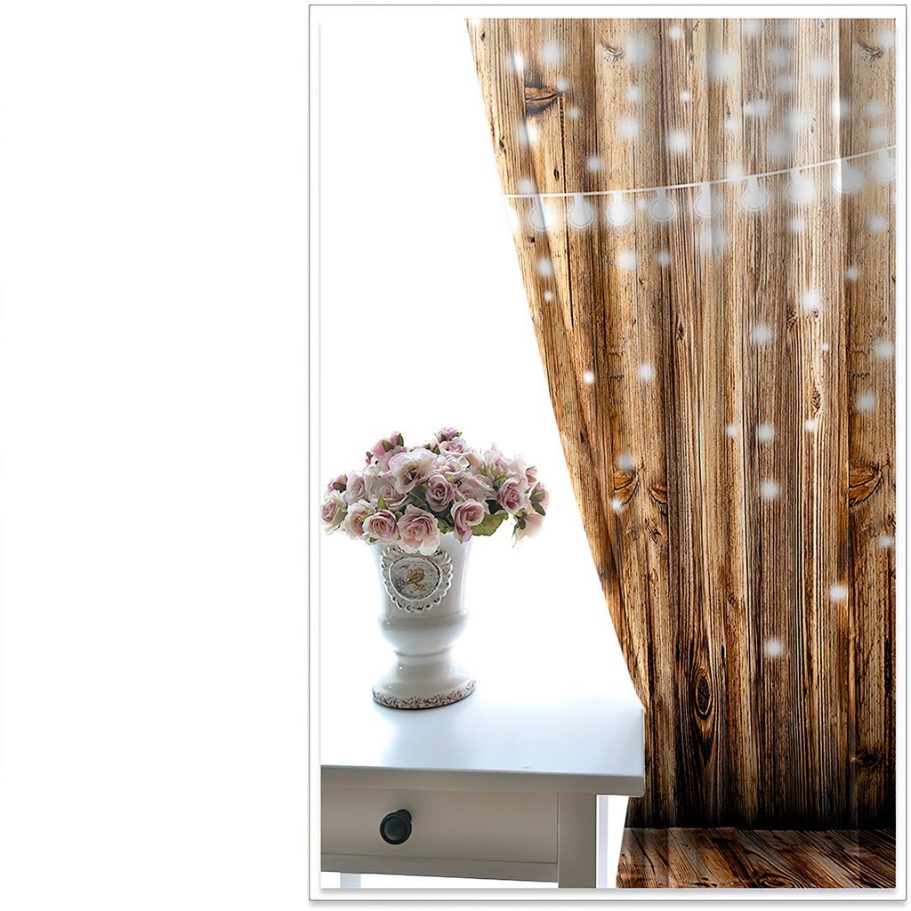 3D Window Curtains Wooden and Light Print Blackout Curtains for Living Room Bedroom Window Drapes Chirstmas 2 Panels Set