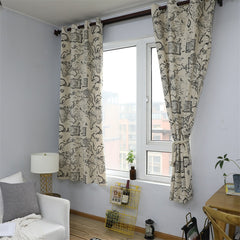 Blackout Map Printed Grommet Top Custom Curtain