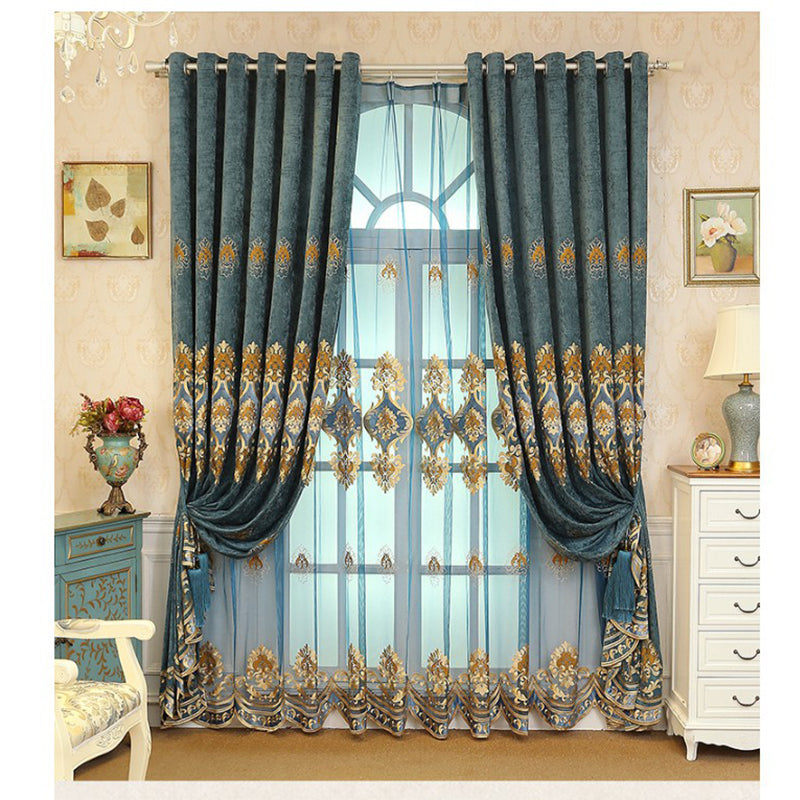 European Luxury Embroidery Sheer Curtains Decoration Window Screening for Living Room Bedroom Custom 2 Panels Breathable Voile Drapes No Pilling No Fading No off-lining