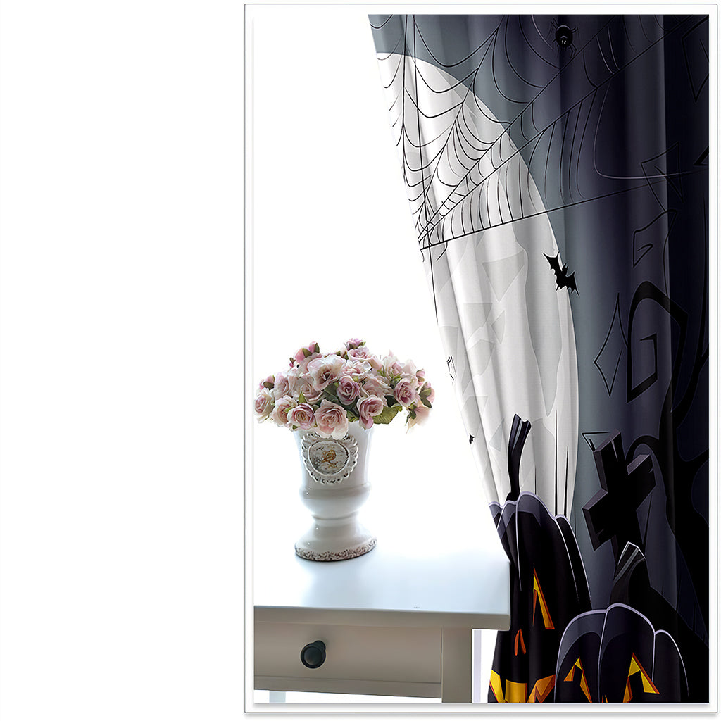 3D Printed Curtains Halloween Pumkin Moon Blackout Decoration Window Shading Curtain Custom 2 Panels Drapes