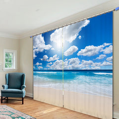 The Wonderful Sunny Day in Beach Printed Custom 3D Polyester Curtain