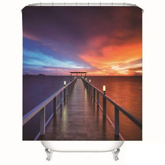 3D Gorgeous Sunset Glow Print Decorative Polyester Bathroom Shower Curtain Set