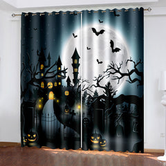 Halloween Castle Creative 3D Printed Blackout Decoration Window Curtains Custom 2 Panels Drapes