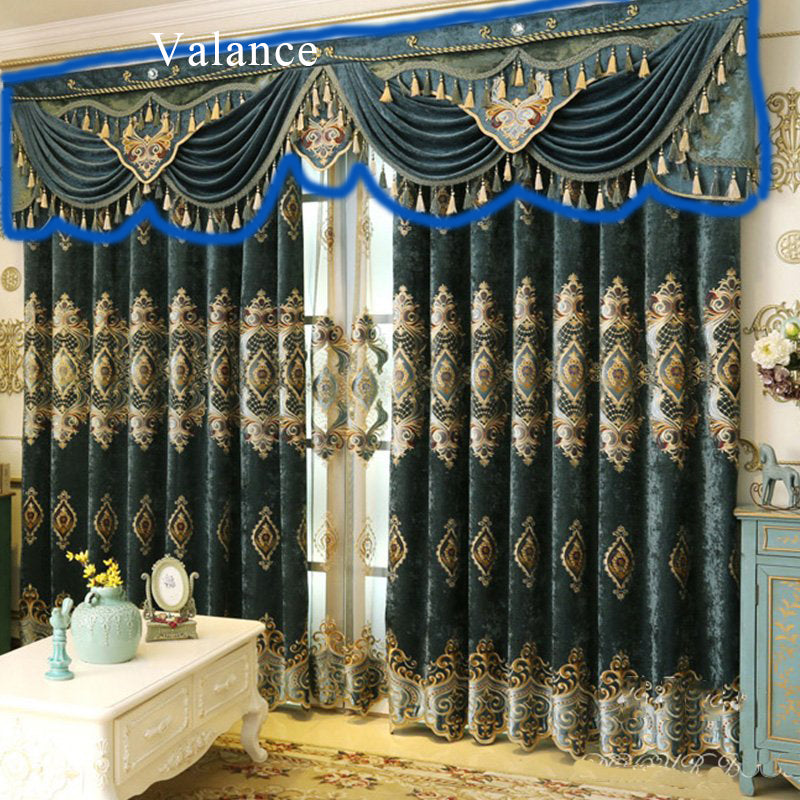 European Grommet Curtains Luxury Chenille Embroidery Window Curtains Custom 2 Panels Shading Curtain Sheer Valace for Living Room Bedroom Decoration