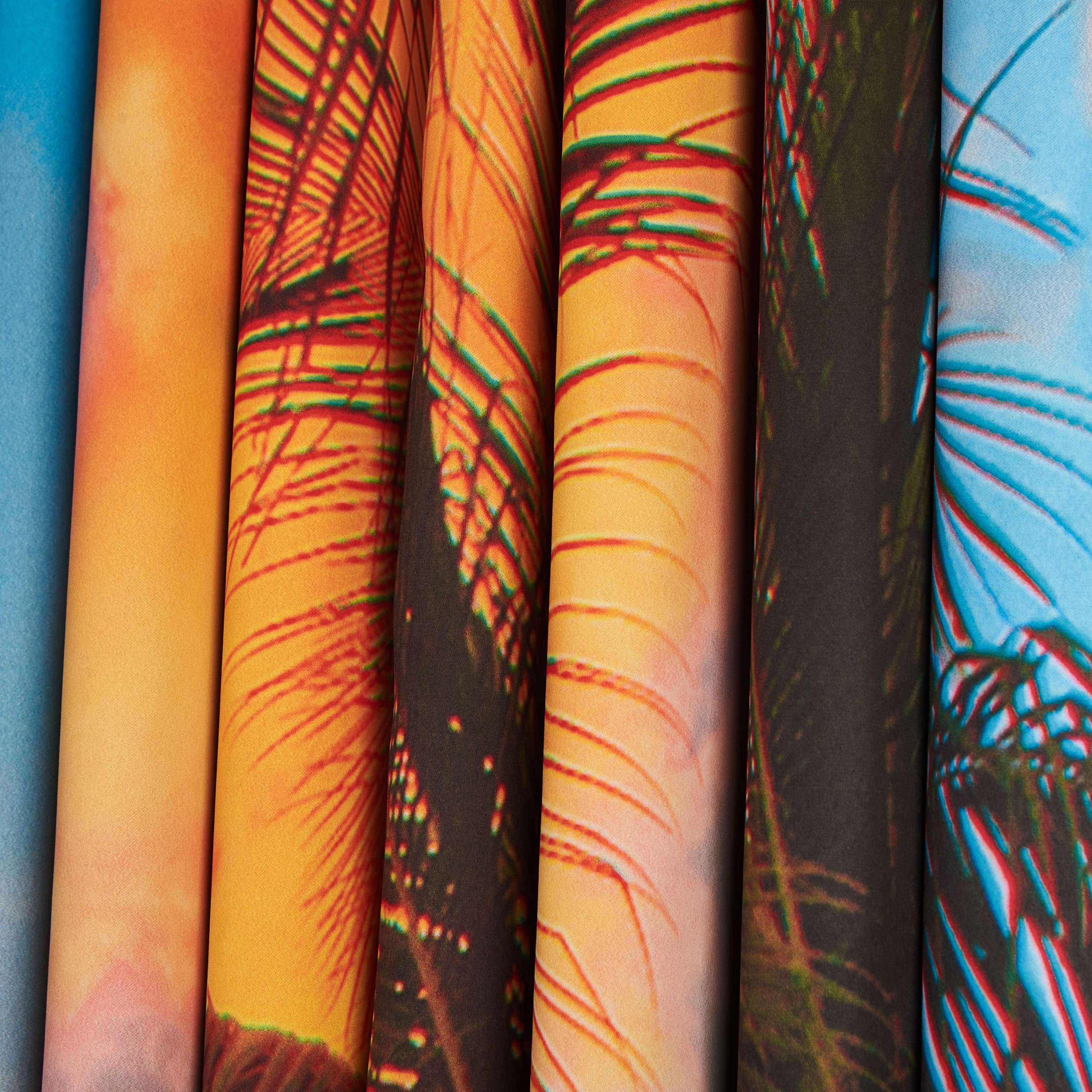 3D Vivid Coconut Trees in Sunset Printed Vibrant Colors Scenery Polyester Custom Curtains