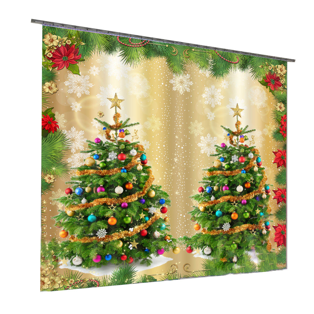 3D Wonderful Christmas Trees Printed Polyester Modern Style Blackout Custom Christmas Curtain