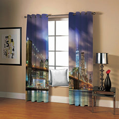 Bustling City Beautiful Buildings Night Scenery 3D Blackout Decorative Custom Living Room Curtains