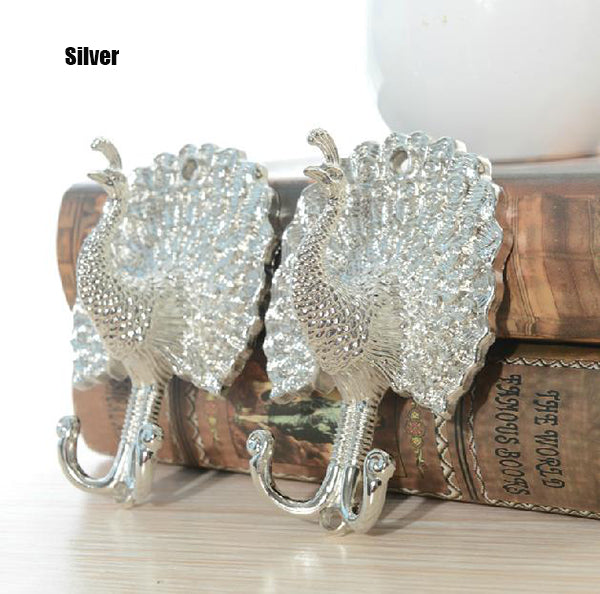 Vintage Peacock Shape European Style 2 Pcs Hooks