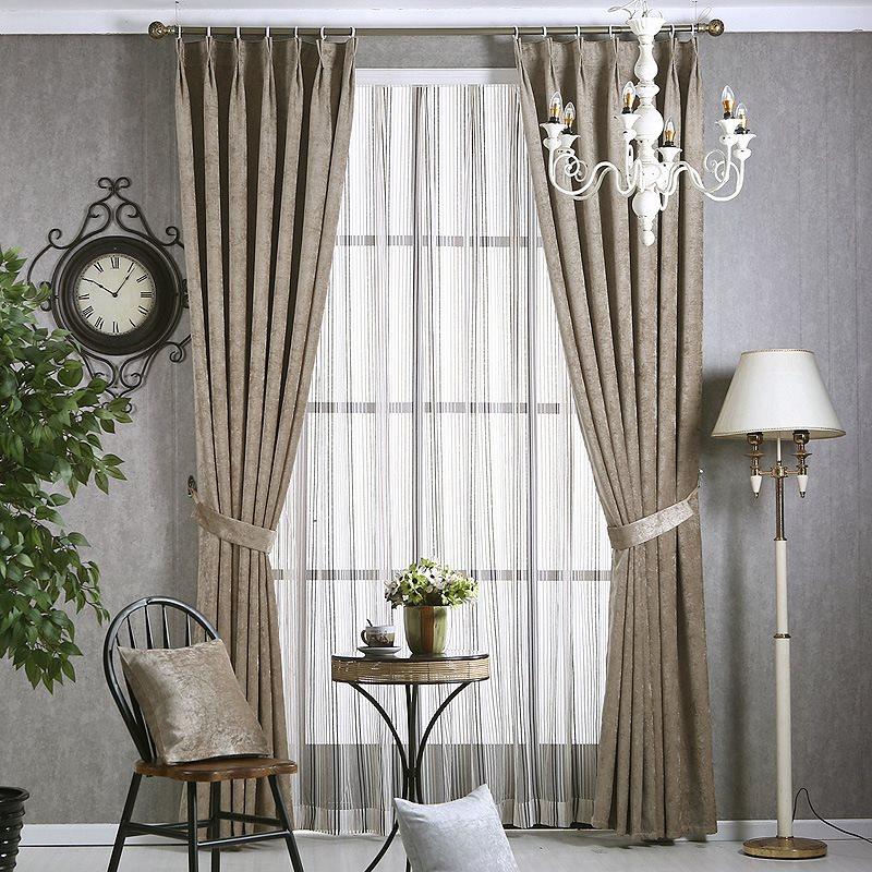 Window Curtains Modern Simple Style European Decorative Blackout Hook Curtains for Living Room Bedroom