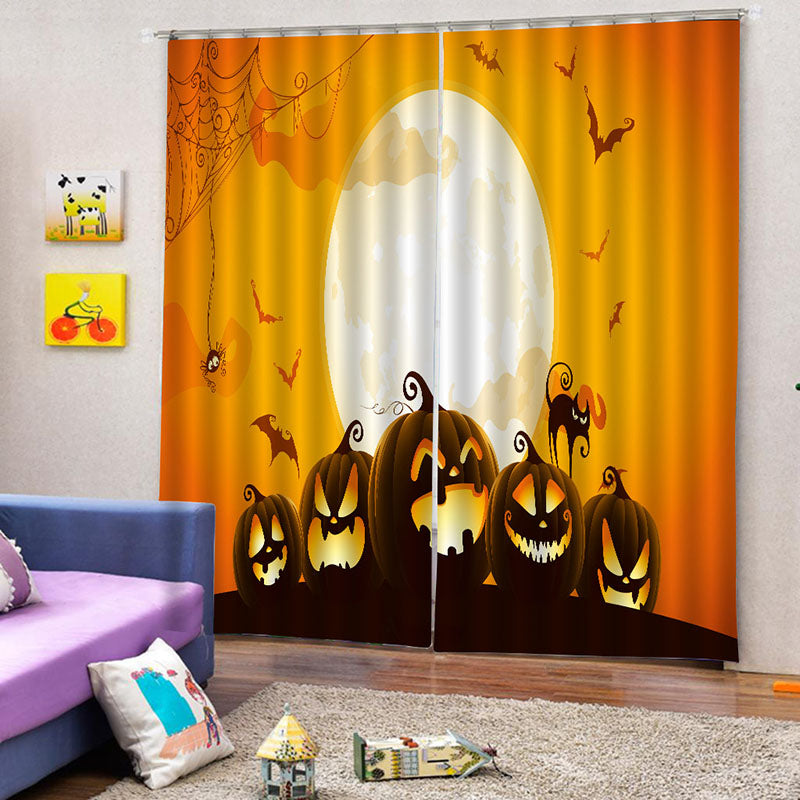 3D Halloween Cartoon Creative Printed Blackout Decoration Window Curtains Custom 2 Panels Drapes No Pilling No Fading No off-lining