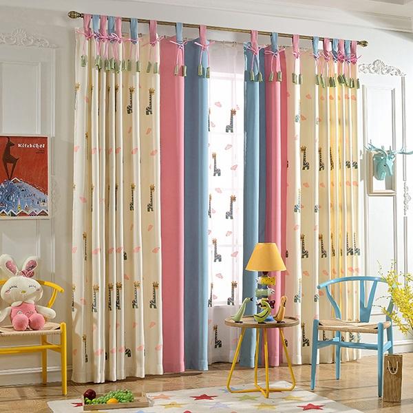 Embroidery Giraffe Pattern Polyester Cute Style Kids Curtain