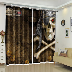 3D Skull Pattern Polyester Custom Halloween Scene Curtain For Living Room