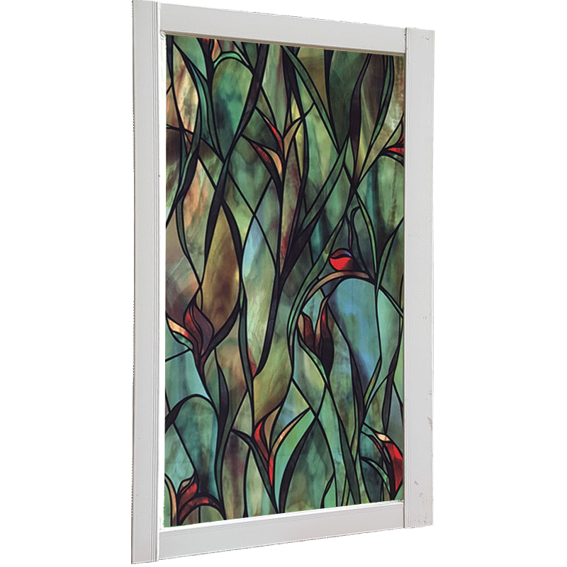 Green Plant Window Film Static Sticker Colorful Painting