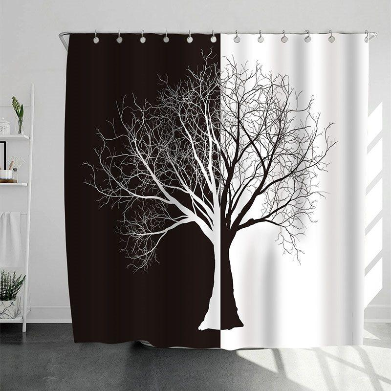 3D Shower Curtain Black and White Tree Durable Waterproof Mildew Proof Polyester