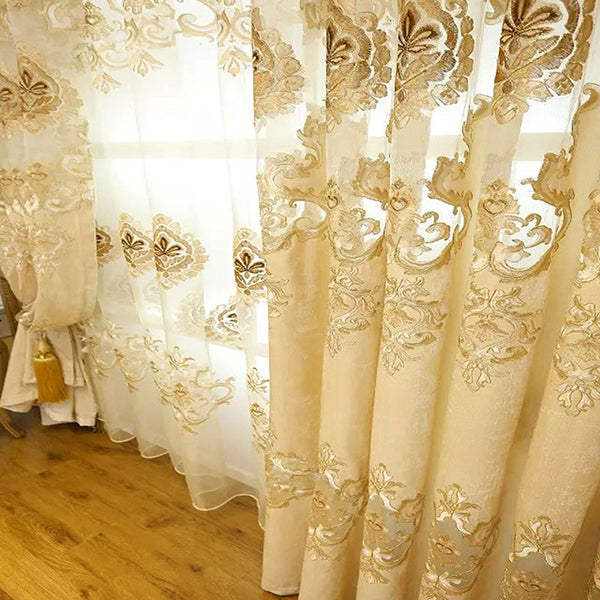 Fancy Organza Delicate Embroidered Custom Sheer Curtain