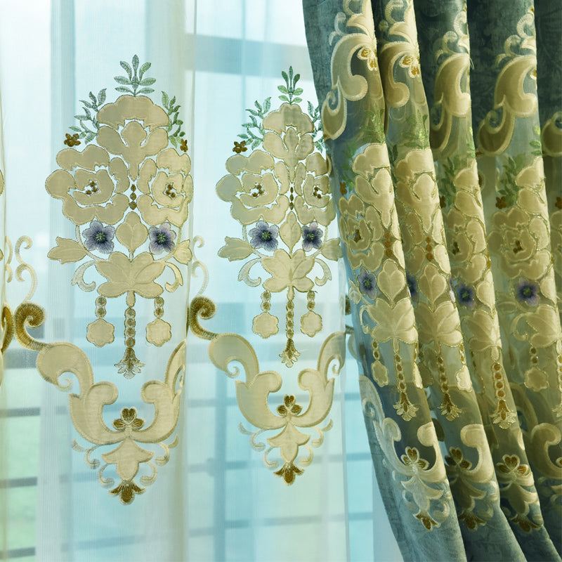 Elegant Embroidered Home Decor Semi Sheer Curtains