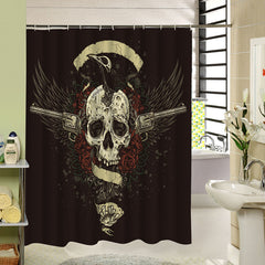 3D Eagle and Skull Printed Polyester Black Shower Curtain