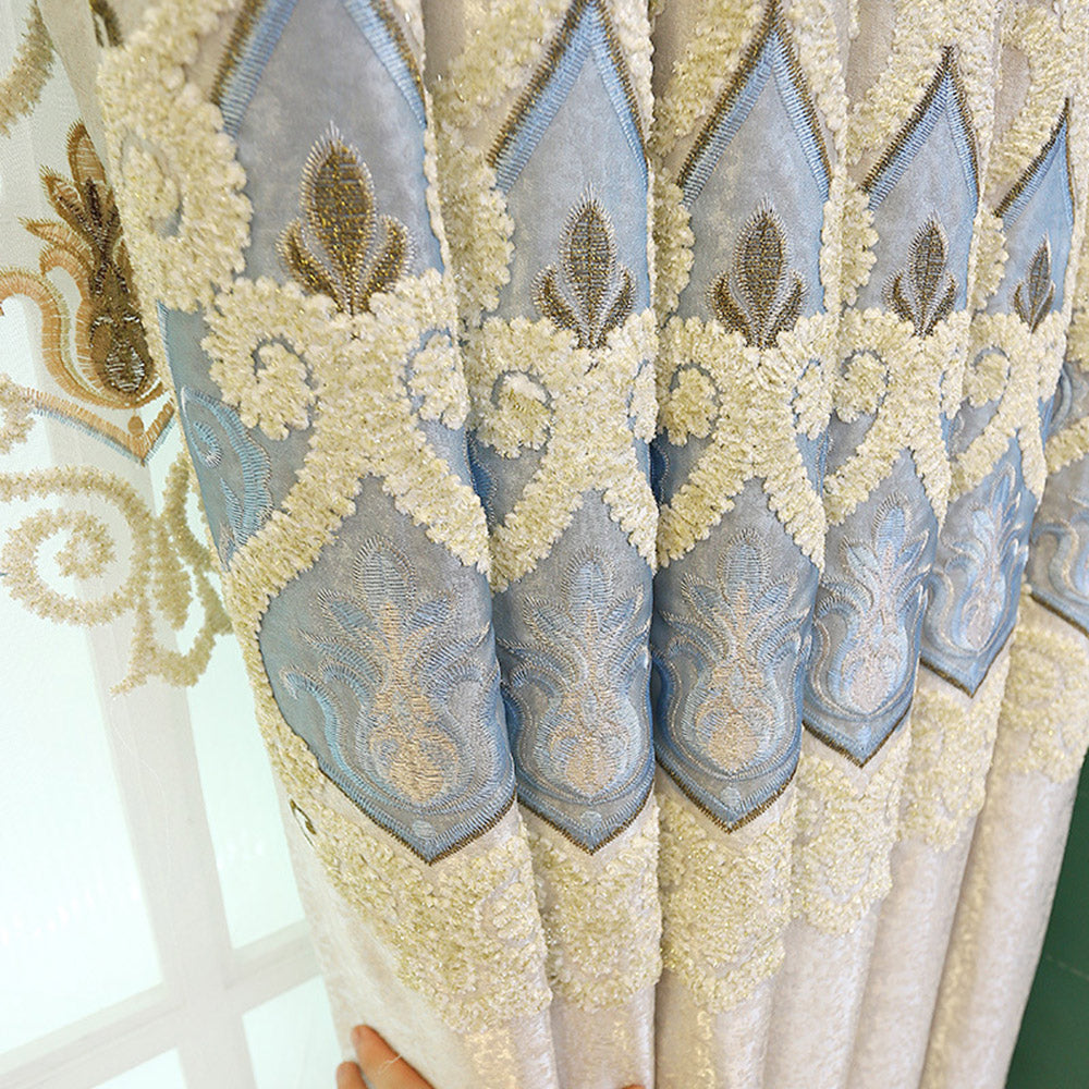 European Elegant Floral Embroidery Baroque Shading Curtains Luxurious Hollow Curtains for Living Room Bedroom Decoration Custom 2 Panels Drapes No Pilling No Fading No off-lining Chenille