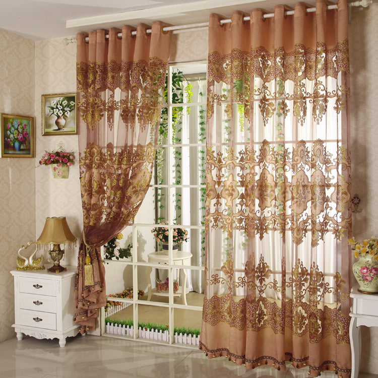 Classic Luxury Exquisite Flowers Pattern Custom Sheer Curtains