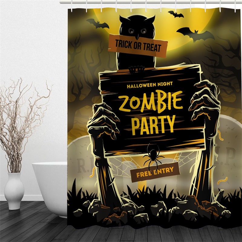 3D Halloween Zombie Party Polyester Waterproof Antibacterial and Eco-friendly Shower Curtain