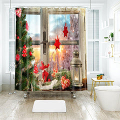 Christmas Ornaments by the Window Bathroom Shower Curtain