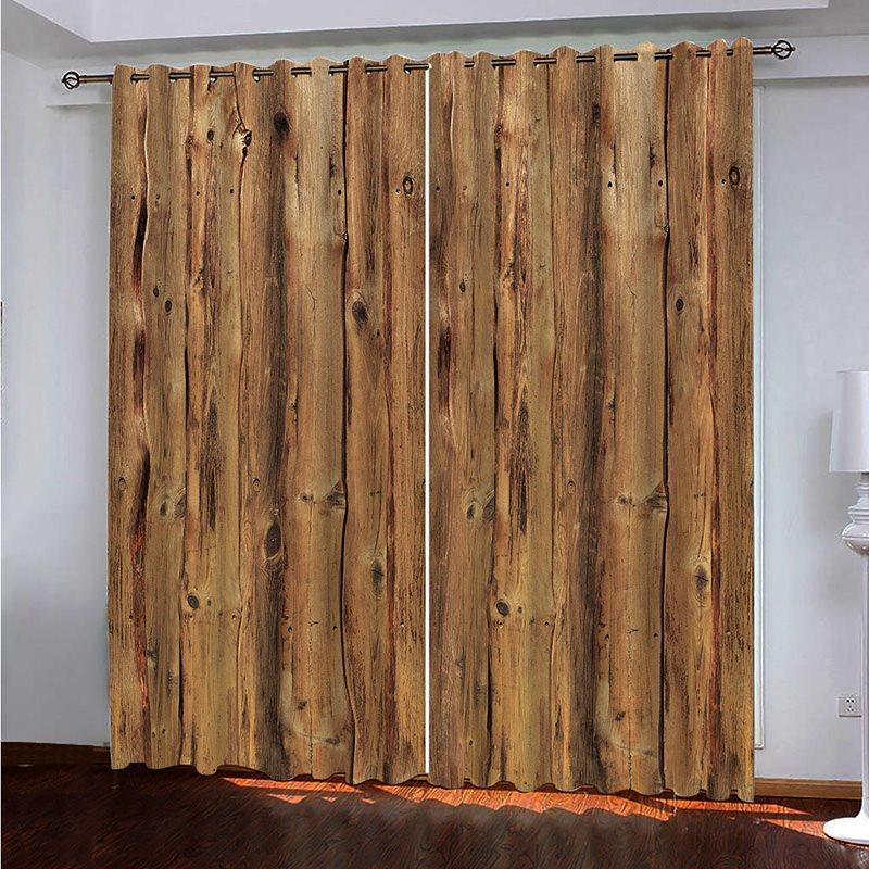 3D Printed Rustic Country Barn Wood Door Vintage Rustic Theme Blackout Curtain