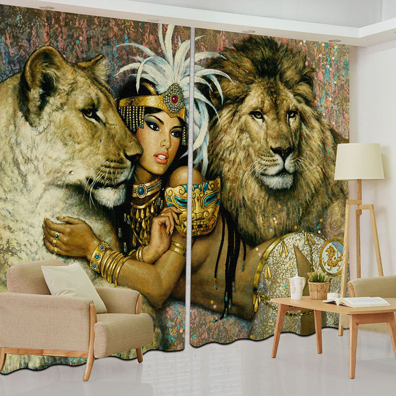 Beddinginn Modern Decoration 3D Lion Curtain Curtains/Window Screens