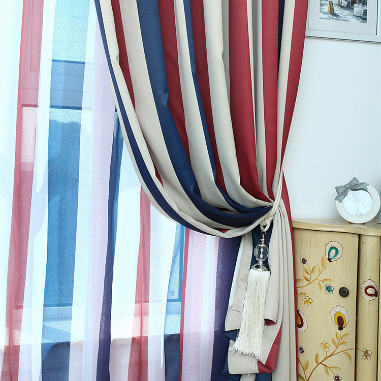 Blackout Stylish Multi Color Stripe Grommet Top Curtain