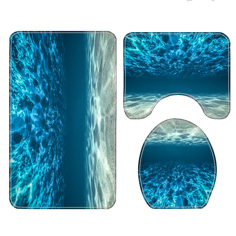 Waterproof and Mildewproof 3D Sea Print Polyester Shower Curtains with Hooks