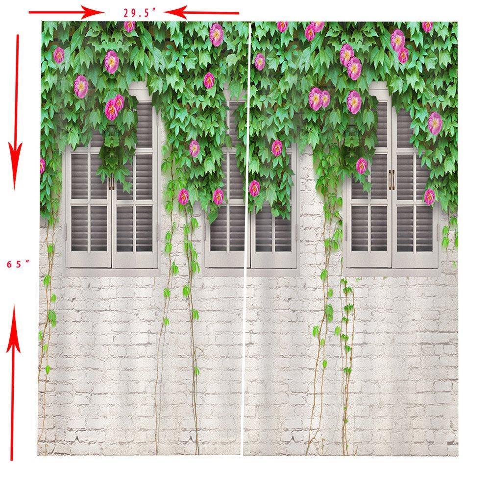 3D Printed Green Plant Blackout Floral Scenery Curtains Custom 2 Panels Drapes for Living Room Bedroom No Pilling No Fading No off-lining Polyester