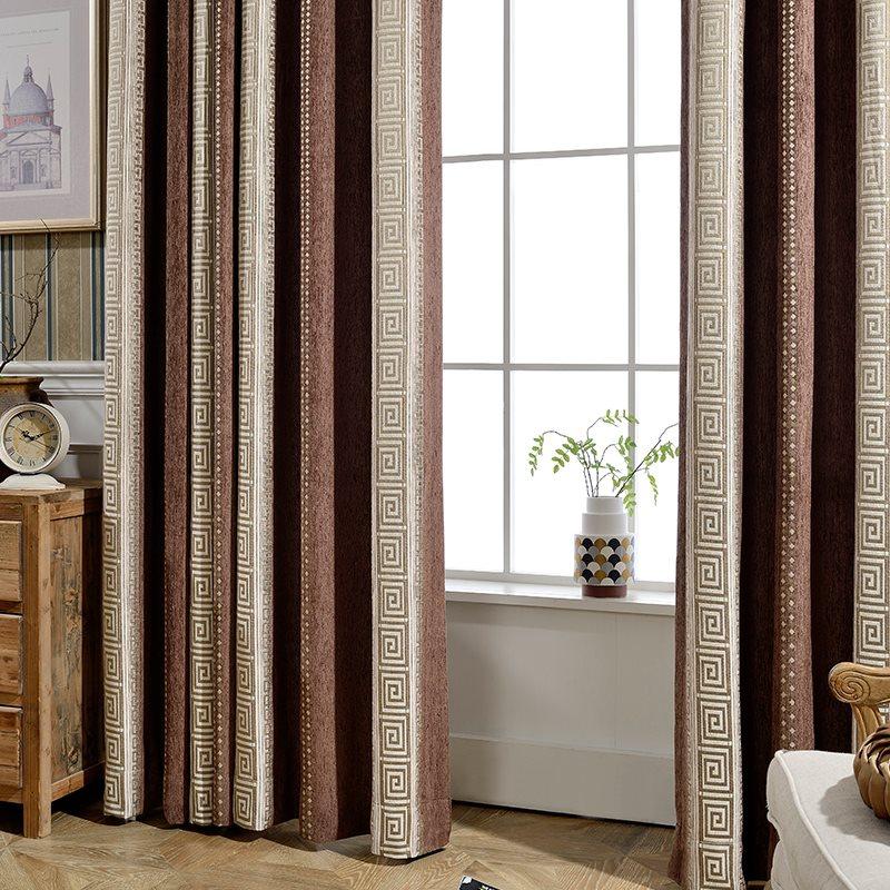 Chenille Mixed Color Pencil Pleat Blackout Custom Curtains for Living Room Bedroom