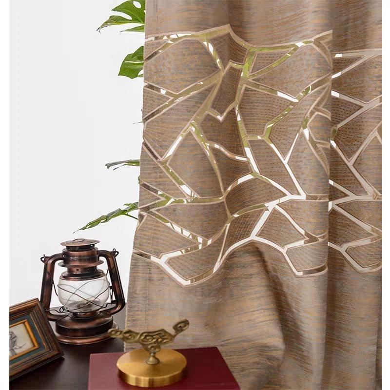 Chenille Blackout Curtains Coffee Elegant Window Curtains for Living Room Bedroom Darkening and Thermal Insulated Grommet Set of 2 Panels