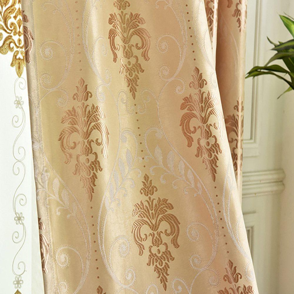 Modern High-end Jacquard Shading Curtains Sheer Silky Fabric Blackout Curtains for Living Room Bedroom Decoration Custom 2 Panels Drapes Heat insulation Sun Protection