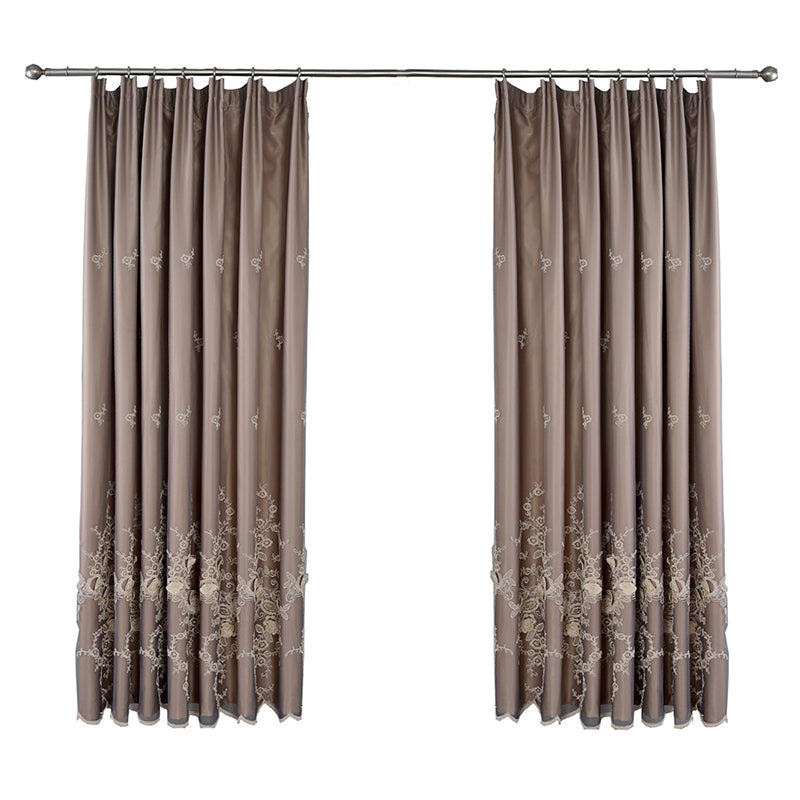 Modern Nordic Style Embossed Embroidery Blackout Grey Custom Ready Made Curtain Sets