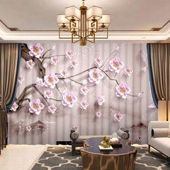 3D Breathable Chiffon Decorative Sheer Curtains with Delicate Carved Flowers Pattern