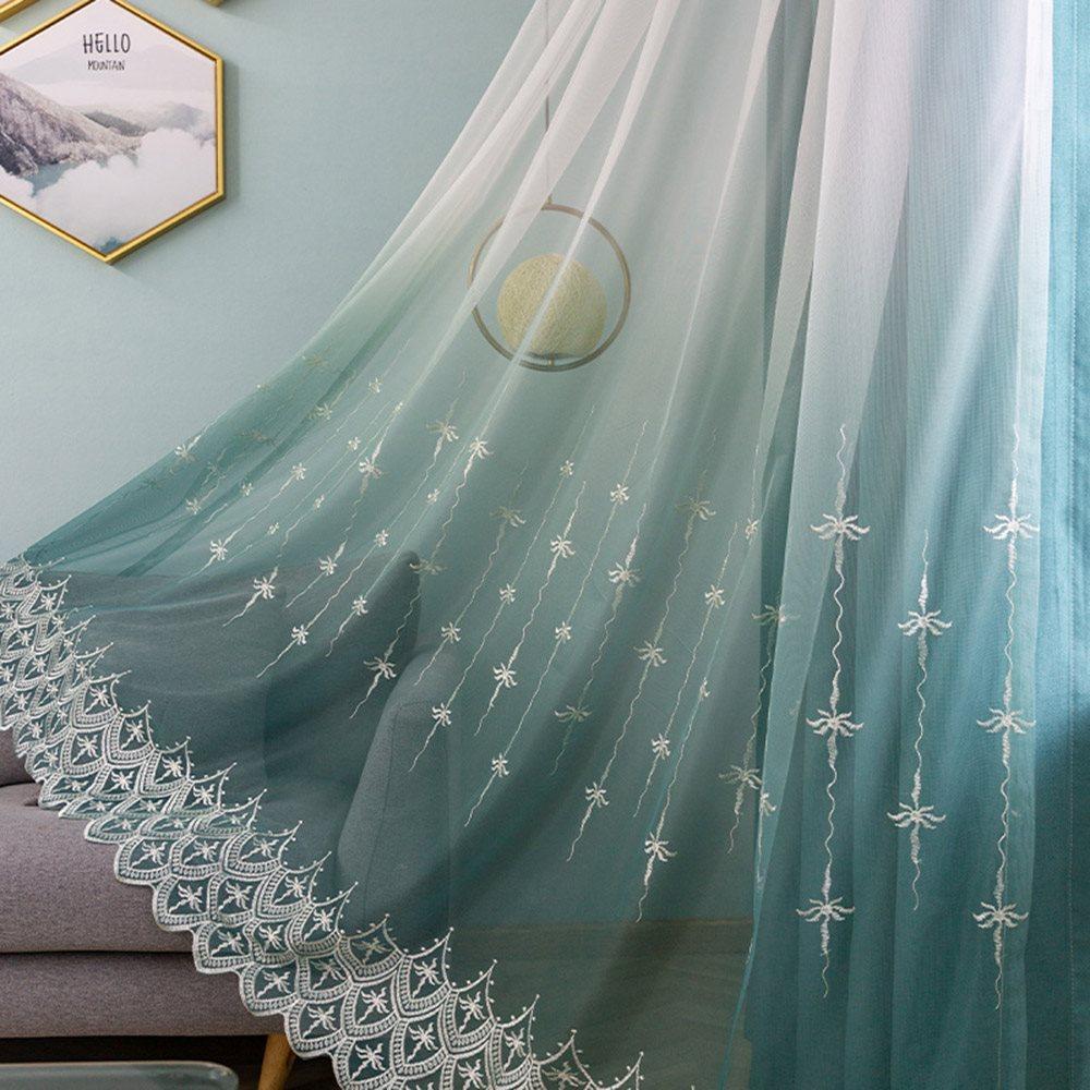 European High-end Green Curtain Sets Sheer and Lining Blackout Curtain for Living Room Bedroom Decoration No Pilling No Fading No off-lining