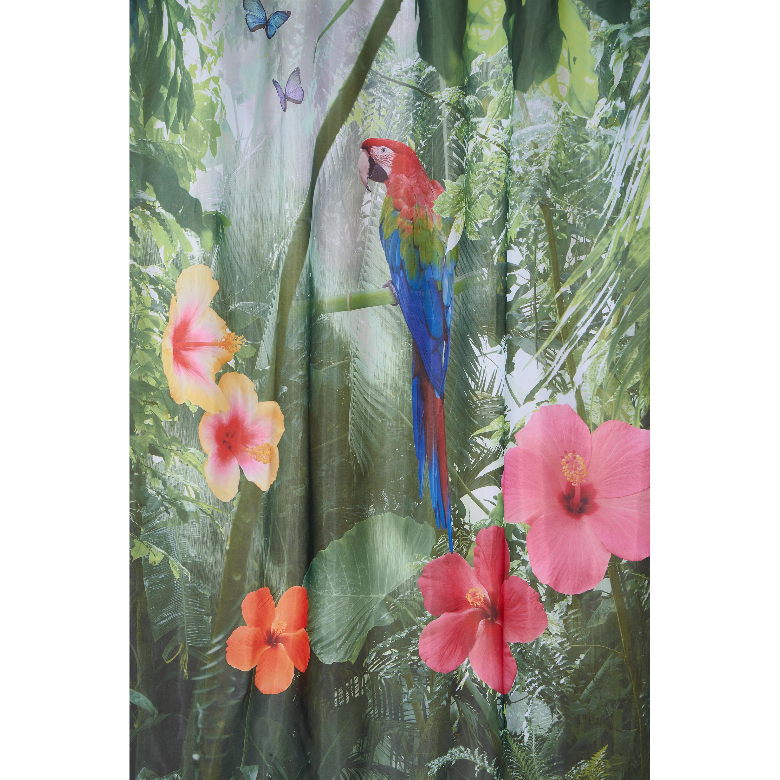 3D Parrot and Forest Printed Polyester Brown Bathroom Shower Curtain