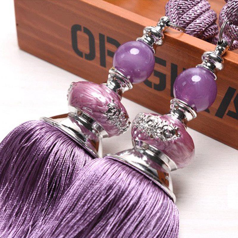 1 Pair Curtain Accessories Paired Crystal Balls Hanging Tassels Curtains Tie back 8 Color