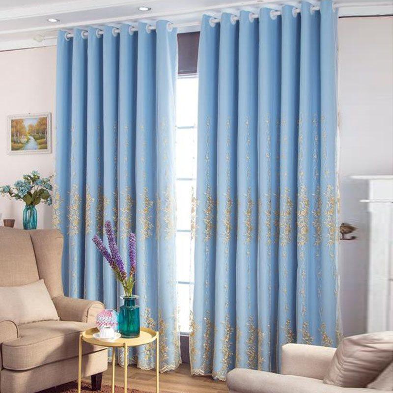 European Floral Rose Embroidery Curtain Sets Sheer and Lining Blackout Curtains Full Shading Double Curtains for Living Room Bedroom Decoration Ultraviolet-Proof No Pilling No Fading No off-lining