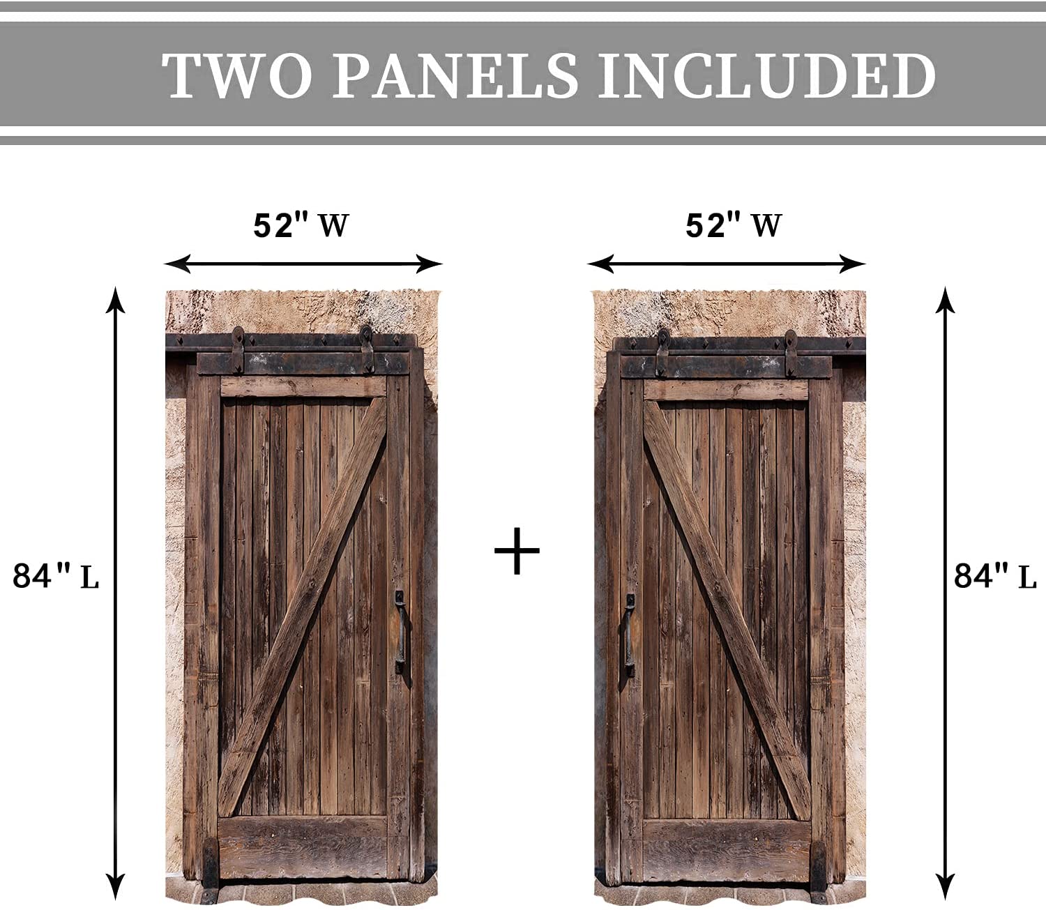 3D Old Wooden Barn Door Decorative Polyester Custom Blackout Curtains for Living Room and Bedroom