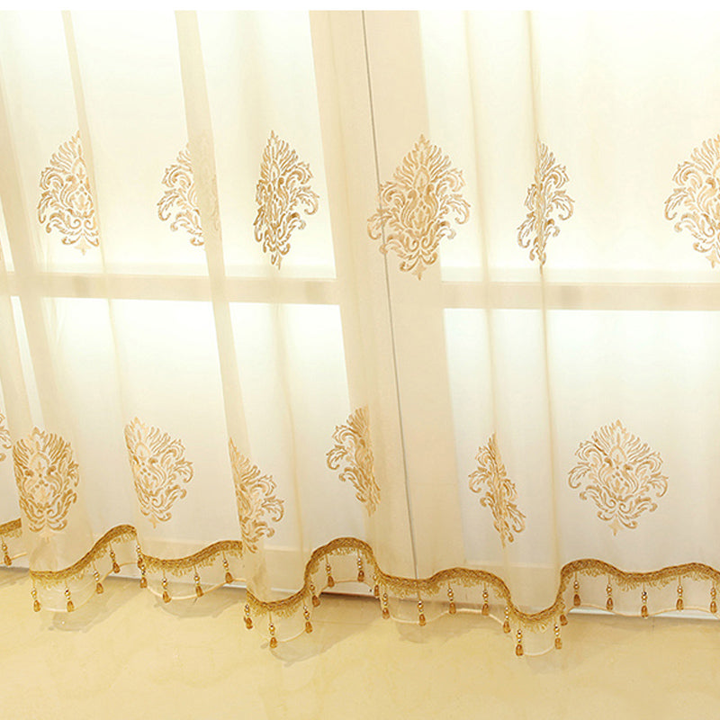 Elegant Embroidery Blackout Curtains Drapes Classic Shading Curtain Sheer Valance Luxury Golden for Living Room Bedroom Window Curtains No Pilling No Fading No off-lining