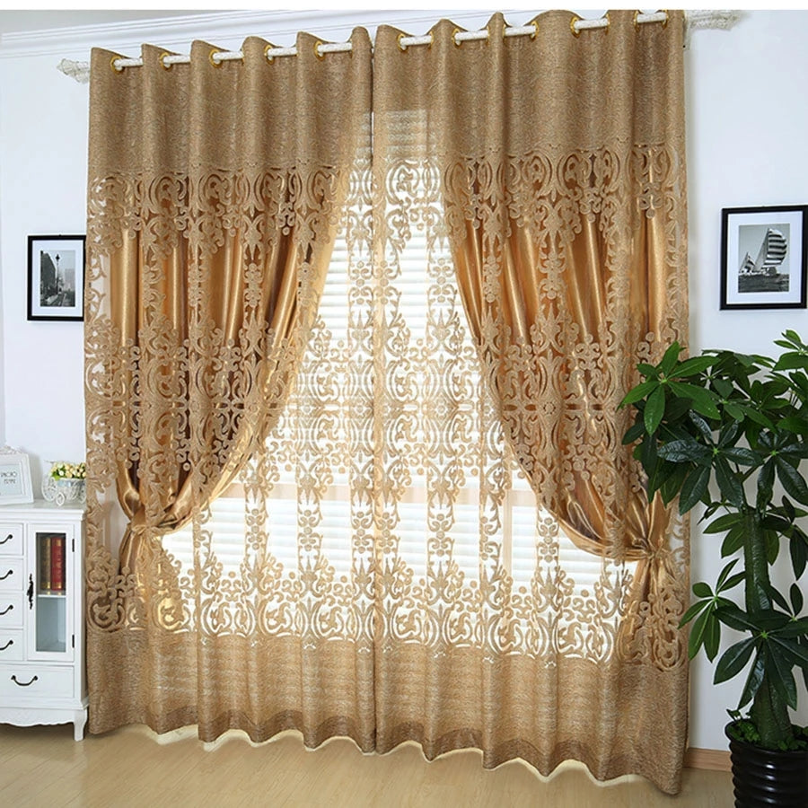 European Ventilate Curtain Custom Shading Curtain and Sheer Living Room Bedroom Grommet Curtains 100% Shading Rate and UV Rays No Pilling No Fading No off-lining