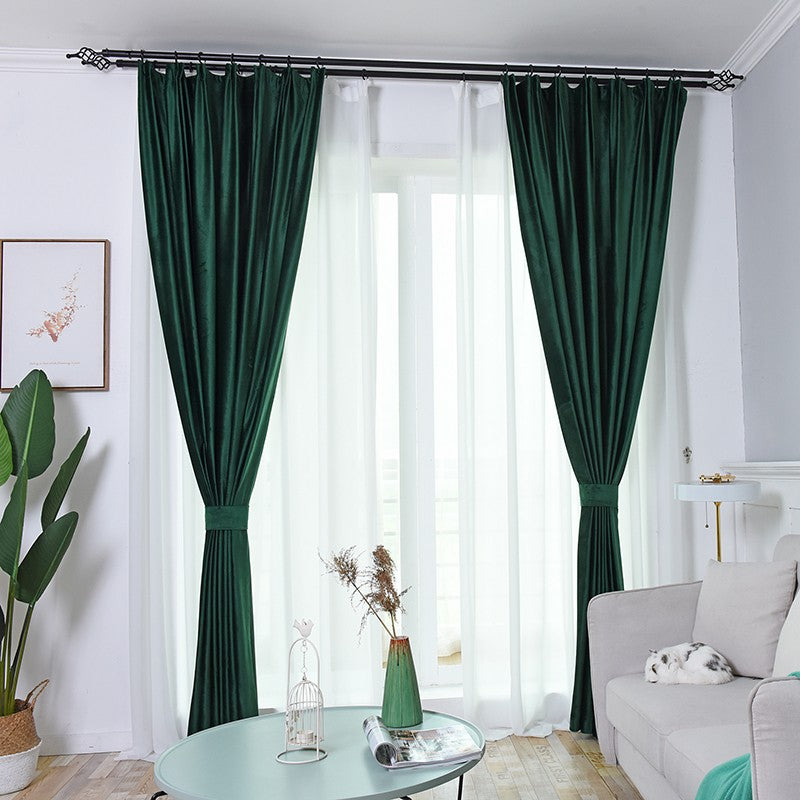 Velvet Plain Window Curtains Dark Green Shading Curtains Double Hook Grommet Top Curtains Custom 2 Panels Drapes for Living Room Bedroom Decoration