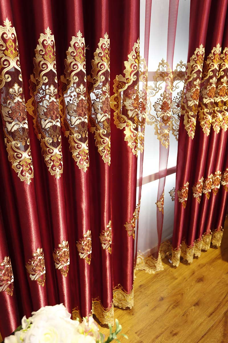 Red Classical Pattern High Quality Polyester Curtain