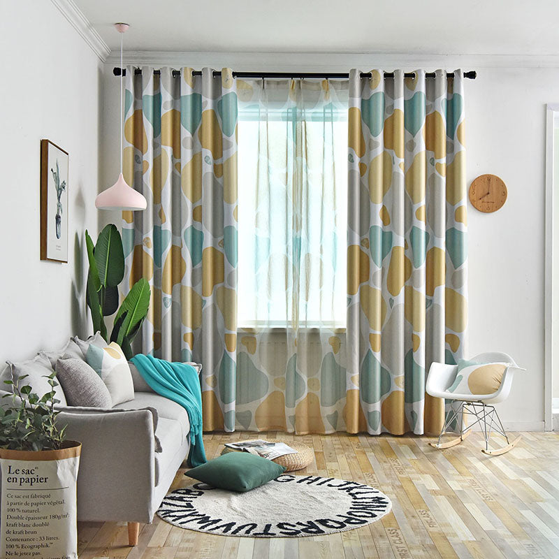 Modern Nordic Style Color Block Blackout Curtains for Living Room Bedroom No Pilling No Fading No off-lining Machine Wash Accepted